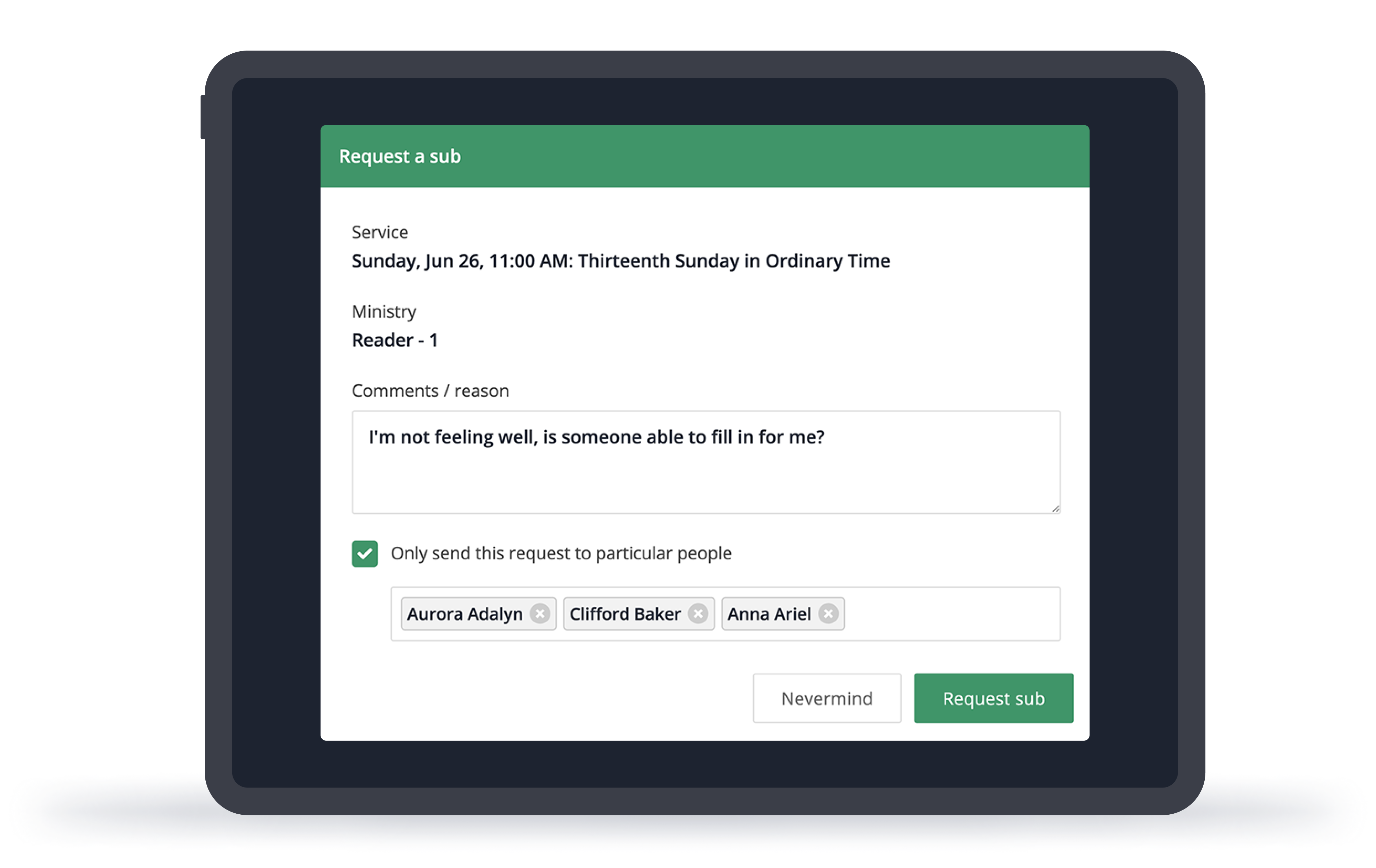 screenshot of Ministry Scheduler Pro
